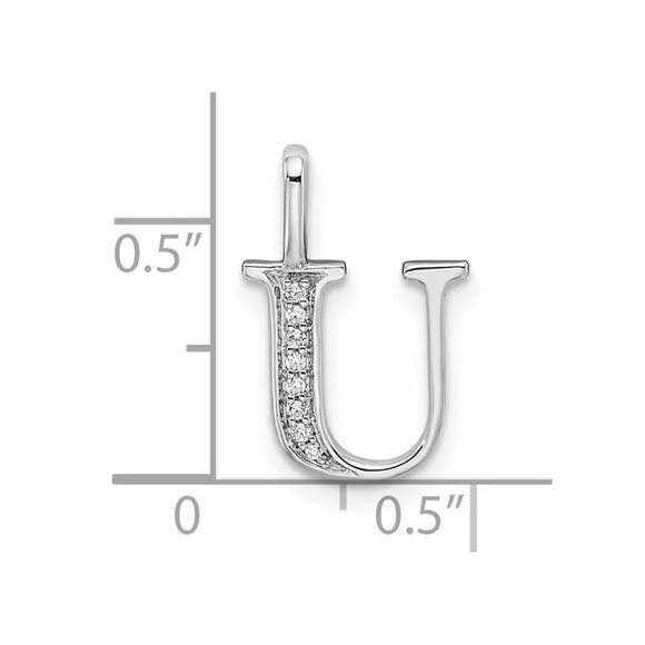 Kazi Luxury 14K White Gold Diamond Letter U Initial Pendant